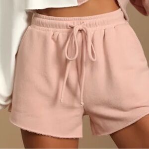 Lulus Leisurely Lifestyle Blush Pink Drawstring Lounge Shorts size Small